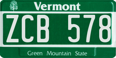 VT license plate ZCB578