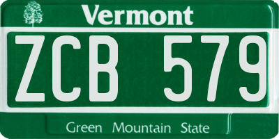 VT license plate ZCB579
