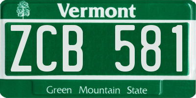 VT license plate ZCB581