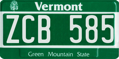 VT license plate ZCB585