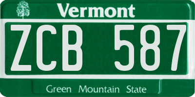 VT license plate ZCB587