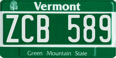 VT license plate ZCB589