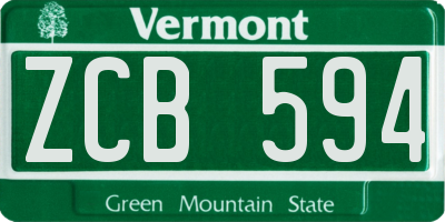 VT license plate ZCB594