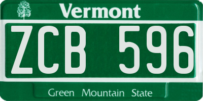 VT license plate ZCB596