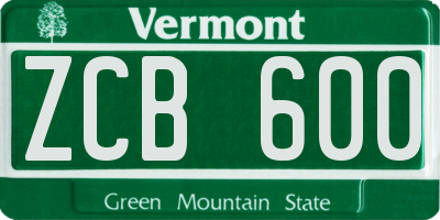 VT license plate ZCB600
