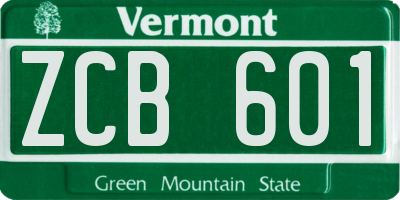 VT license plate ZCB601