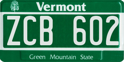 VT license plate ZCB602
