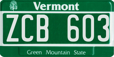 VT license plate ZCB603