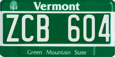 VT license plate ZCB604
