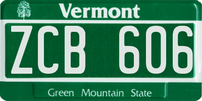 VT license plate ZCB606