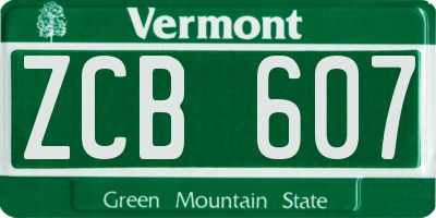 VT license plate ZCB607