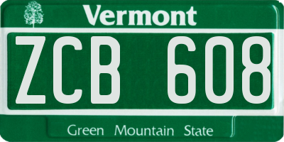 VT license plate ZCB608
