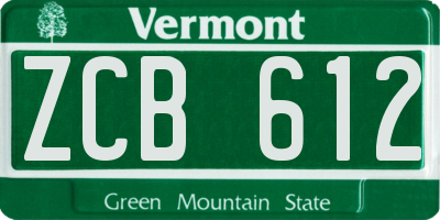 VT license plate ZCB612