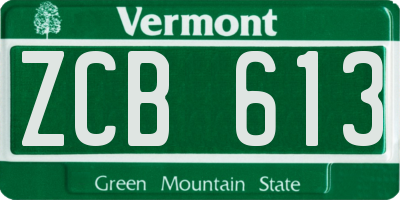 VT license plate ZCB613