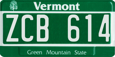 VT license plate ZCB614