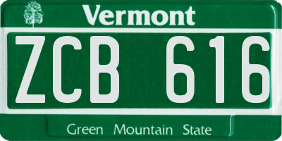 VT license plate ZCB616