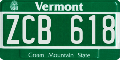 VT license plate ZCB618