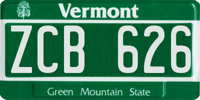 VT license plate ZCB626