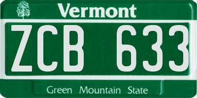 VT license plate ZCB633