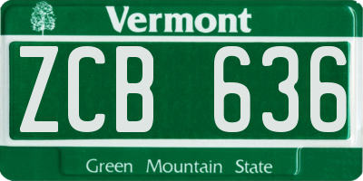 VT license plate ZCB636