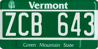 VT license plate ZCB643