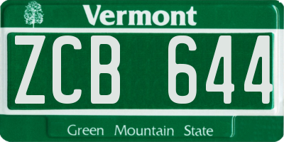 VT license plate ZCB644