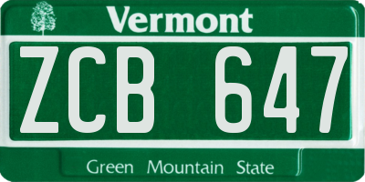 VT license plate ZCB647