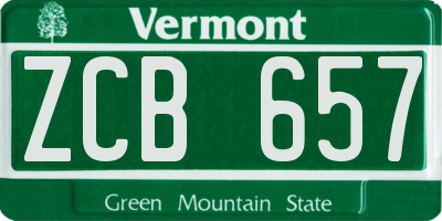 VT license plate ZCB657