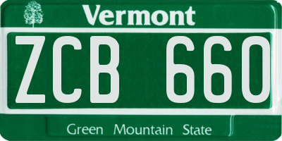 VT license plate ZCB660