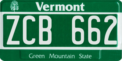 VT license plate ZCB662