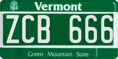 VT license plate ZCB666