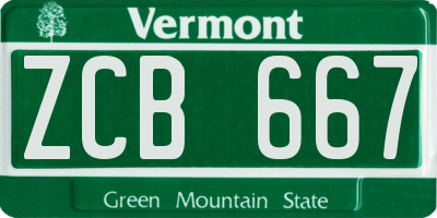 VT license plate ZCB667