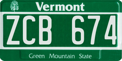 VT license plate ZCB674