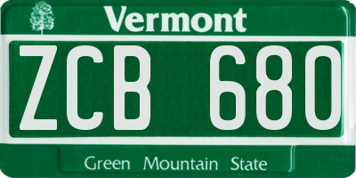 VT license plate ZCB680