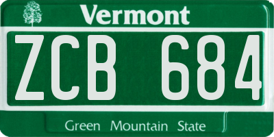 VT license plate ZCB684
