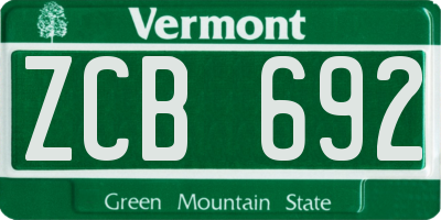 VT license plate ZCB692