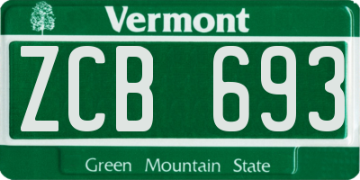 VT license plate ZCB693