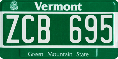 VT license plate ZCB695
