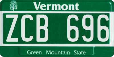 VT license plate ZCB696