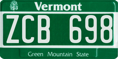 VT license plate ZCB698