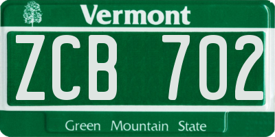 VT license plate ZCB702