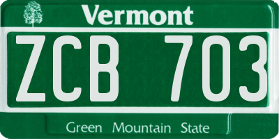 VT license plate ZCB703