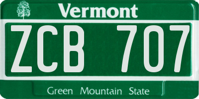 VT license plate ZCB707