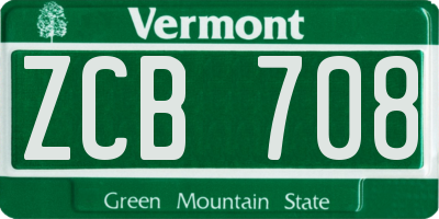 VT license plate ZCB708