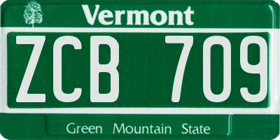 VT license plate ZCB709