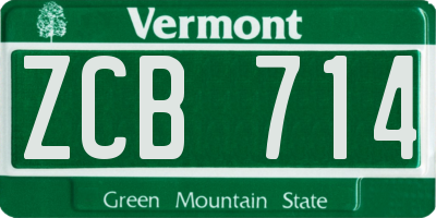 VT license plate ZCB714