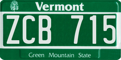 VT license plate ZCB715