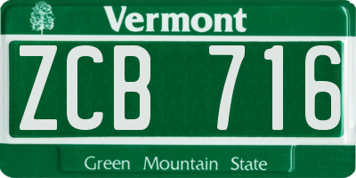 VT license plate ZCB716