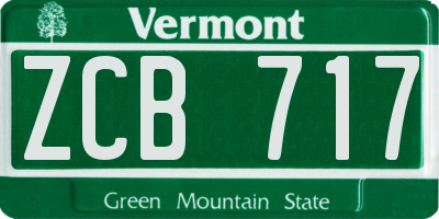 VT license plate ZCB717