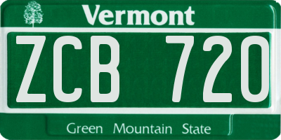 VT license plate ZCB720